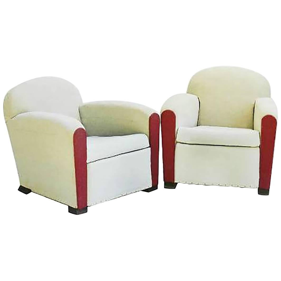 Pair of Art Deco Club Chairs French Armchairs Ready for Top Covers