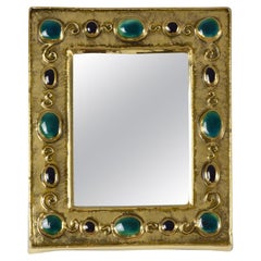 French Midcentury Ceramic Mirror Frame by François Lembo, 1960s