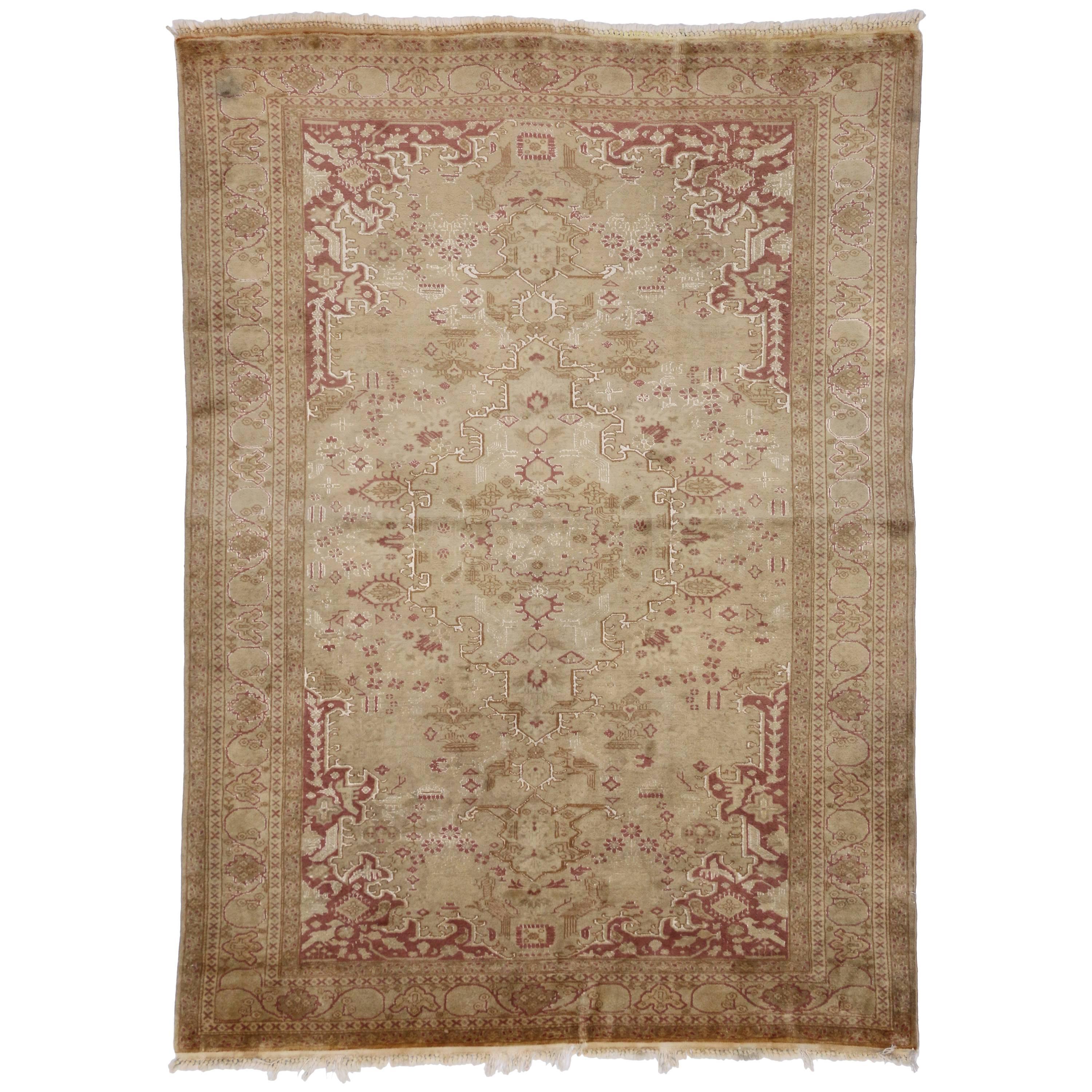 Vintage Persian Ardabil Rug with Rustic Artisan Shabby Chic Style For Sale