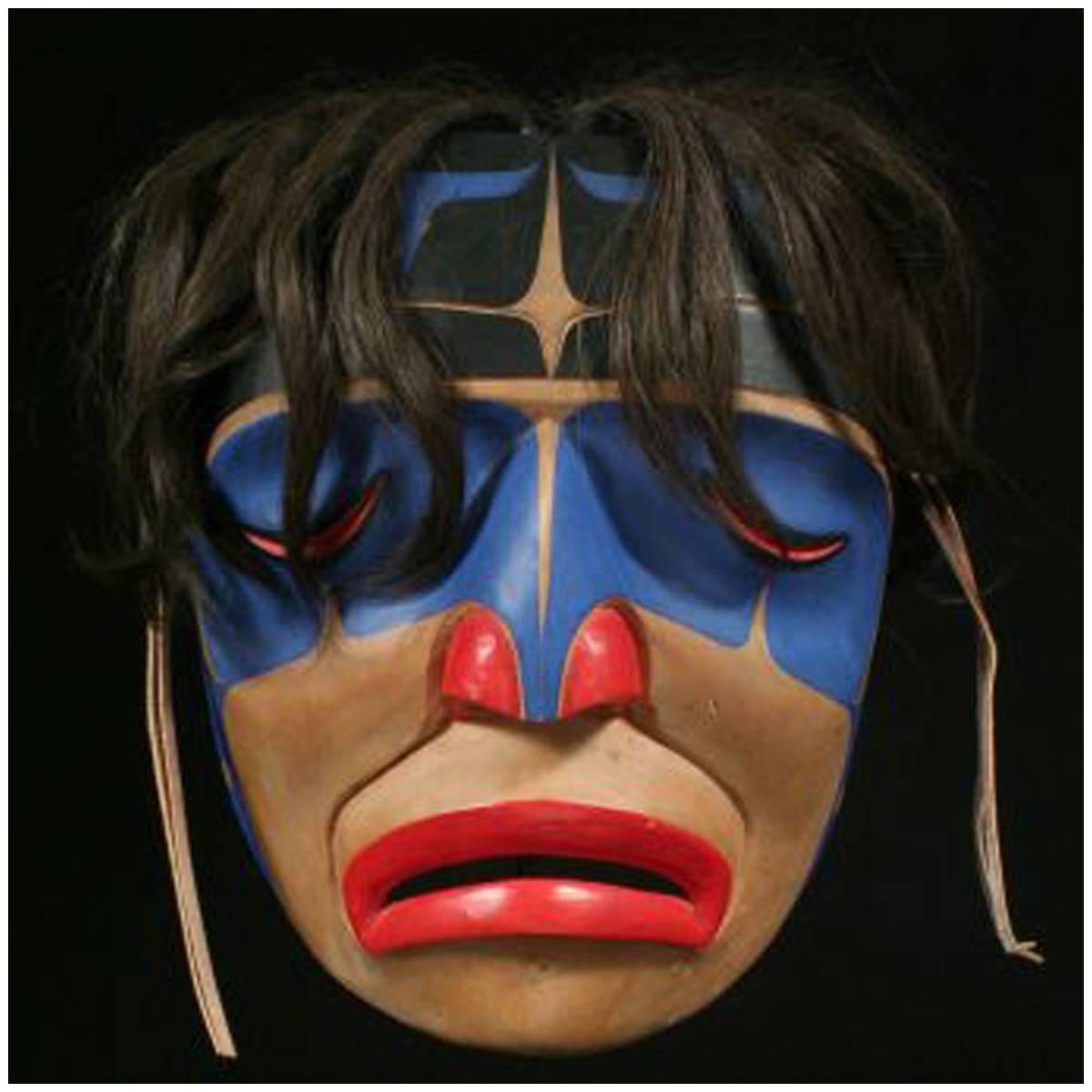 Masque tribal indien de la côte nord-ouest de l'Amérique du Nord du 20e siècle George Hunt Jr