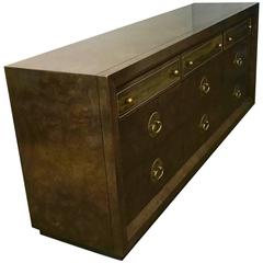 Mid-Century Modern Bernhard Rohne for Mastercraft Sideboard of Burl Wood & Brass 10