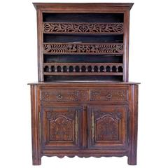 French Provincial Carved Walnut Vaisselier, 18th Century