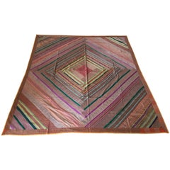 1950s Used Silk Sari Textile Quilt Patchwork, India