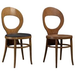 Baumann Bentwood and Vinyl Bistro Chairs, circa 1970