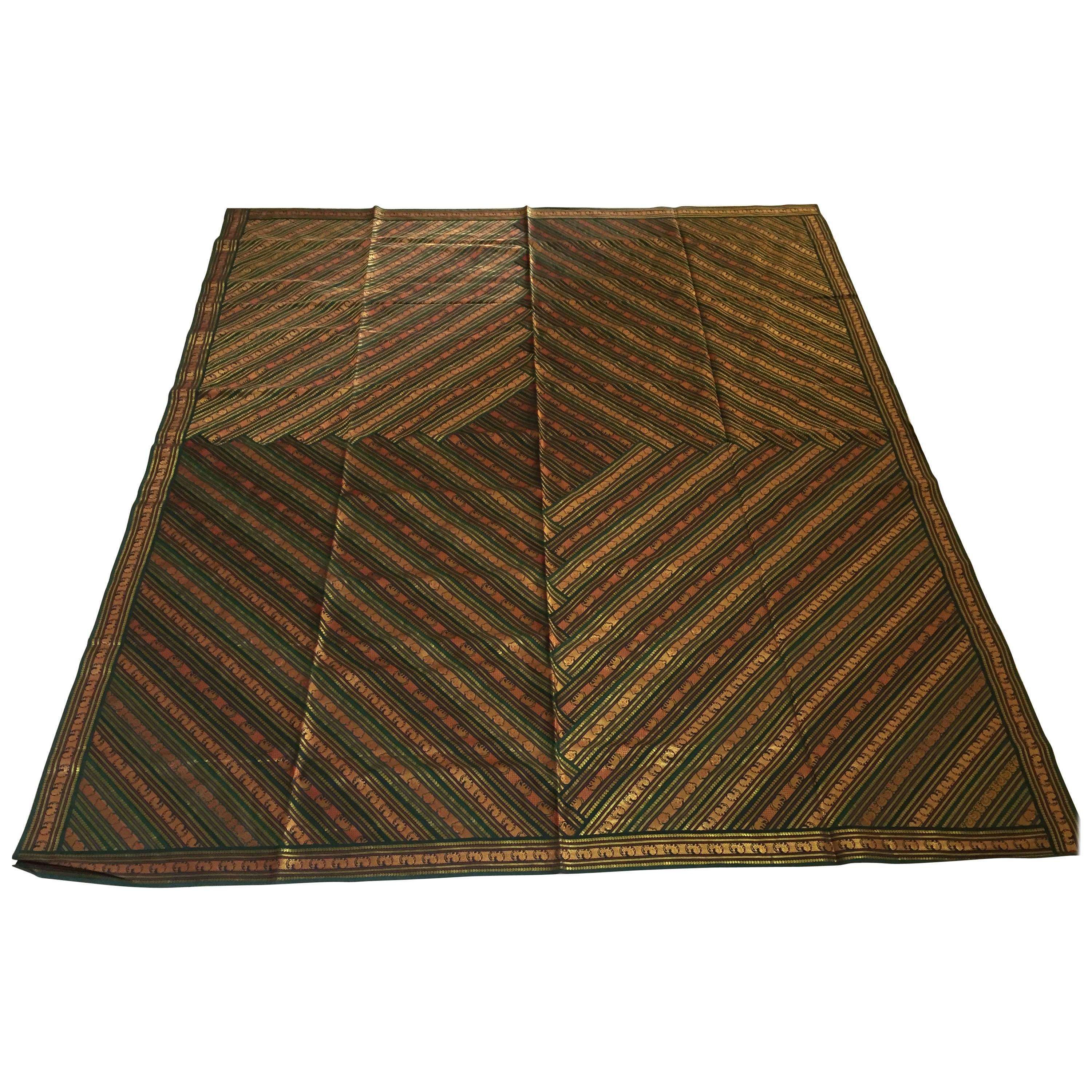 Couvercle de lit patchwork vert d'Inde