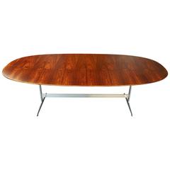 Vintage Fritz Hansen D614 Super-Elliptical Rosewood Table on Rare Shaker Base, Jacobsen