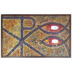 One of a Kind Murano Mosaic Glass Panel in Wrought Iron by Barovier and Toso