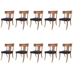 Used Set of Ten 1950s Mahogany Klismos "Athens" Chairs