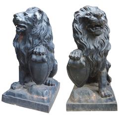 Pair of Cast Iron Lions 2