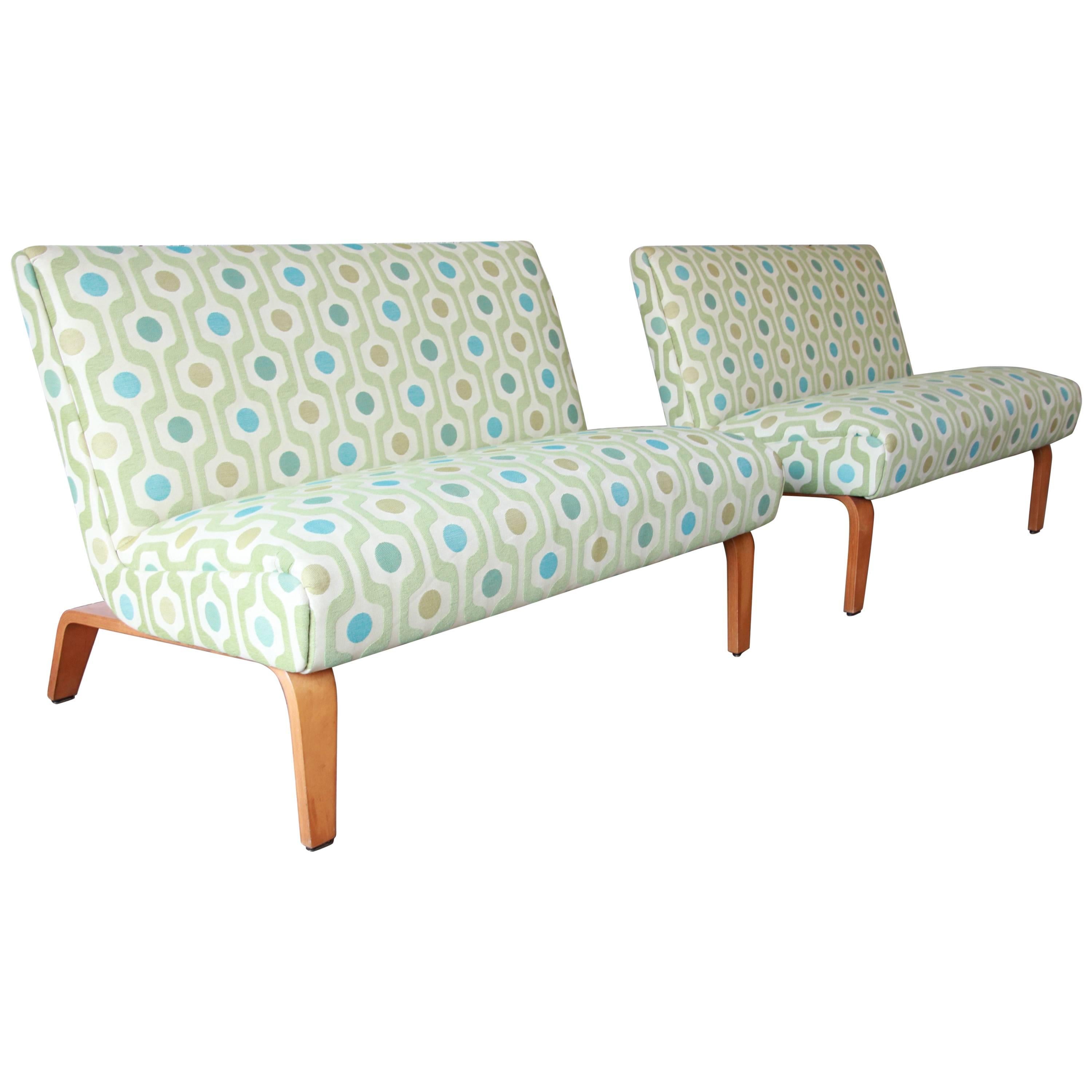 Pair of Mid-Century Modern Bentwood Settees by Thonet