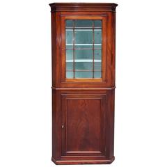 American Federal Mahogany and Rosewood Diminutive Corner Cabinet, Circa 1810