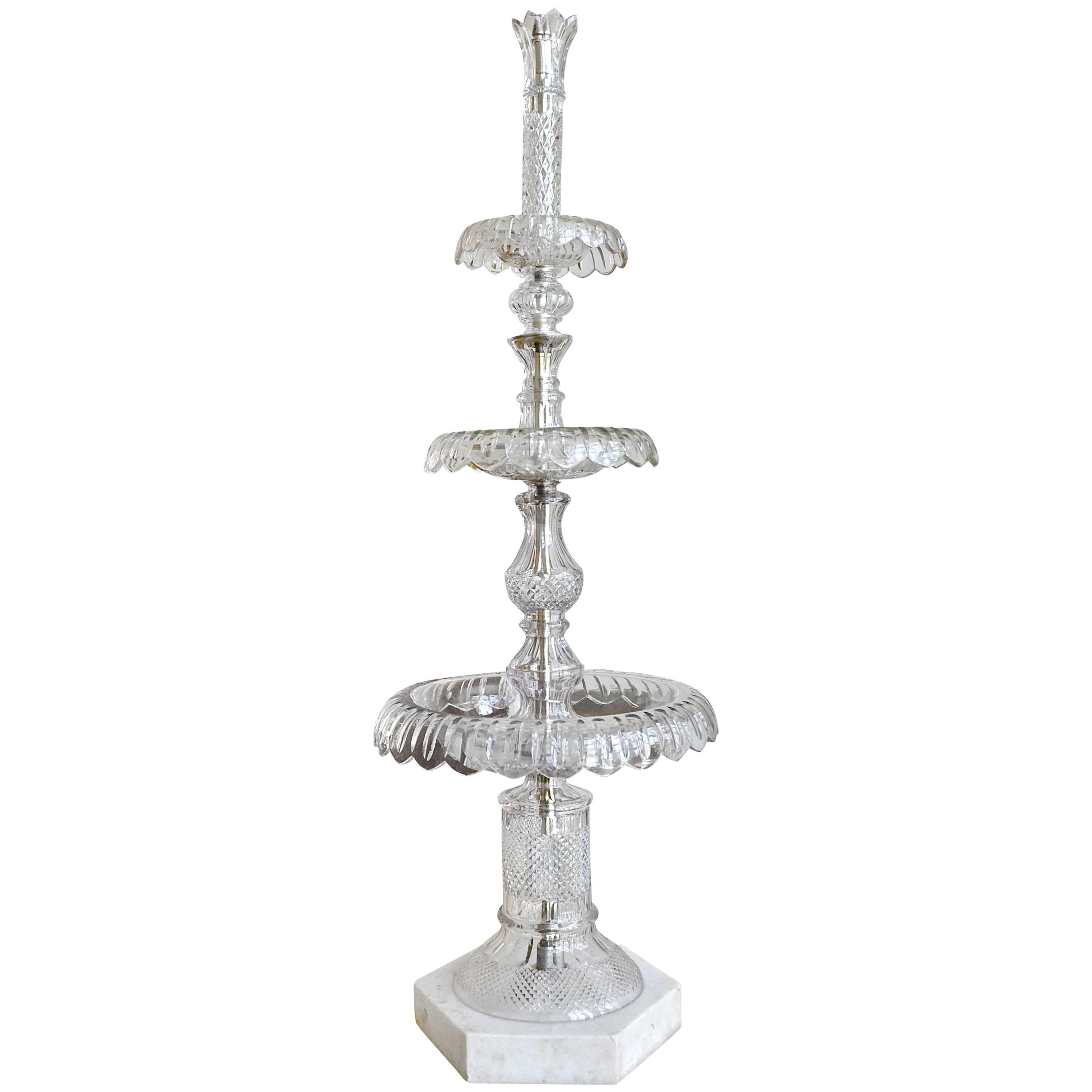 Monumental 19th Century Baccarat Style Crystal Table Fountain