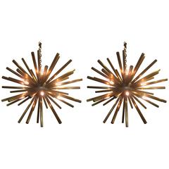 Pair of Italian Vintage Brass Sputniks 12