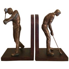 Pair of Bookends with Phenomenal Three Dimensional Golfer