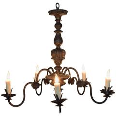 Italian Rococo Carved Giltwood Five-Light Chandelier, 18th Century and Later