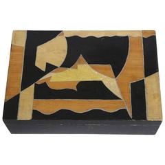 Vintage Hand-Painted Art Deco Cubist Fitted Mirrored Box 11