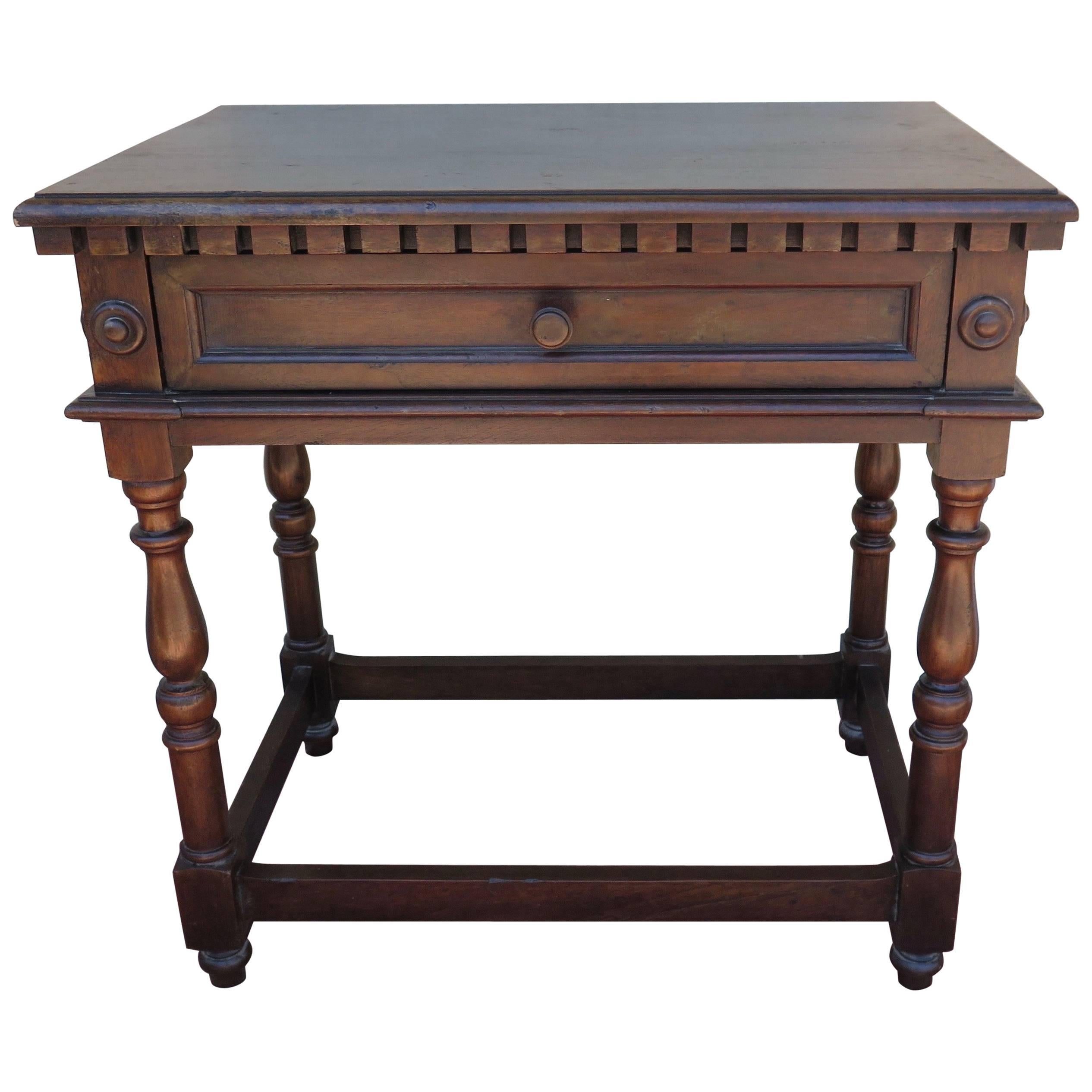 Custom Italian Baroque Walnut Period Style Side or End Table For Sale