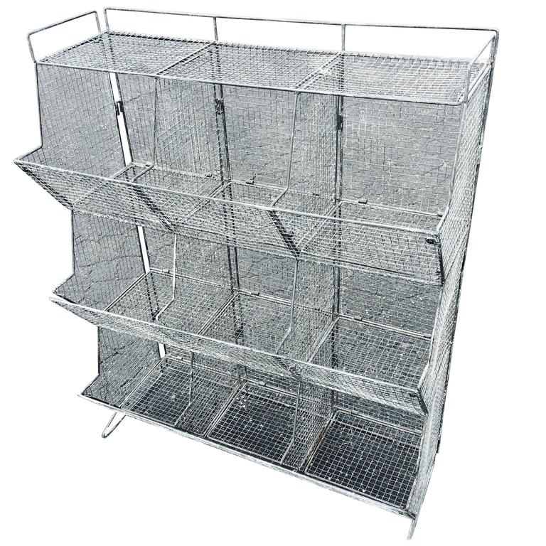 Industrial Style Wire Mesh Storage Bin at 1stDibs