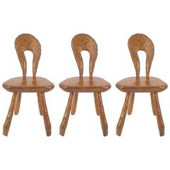 Three French Rustic Adirondack Style Chipped Pine Side Chairs 8