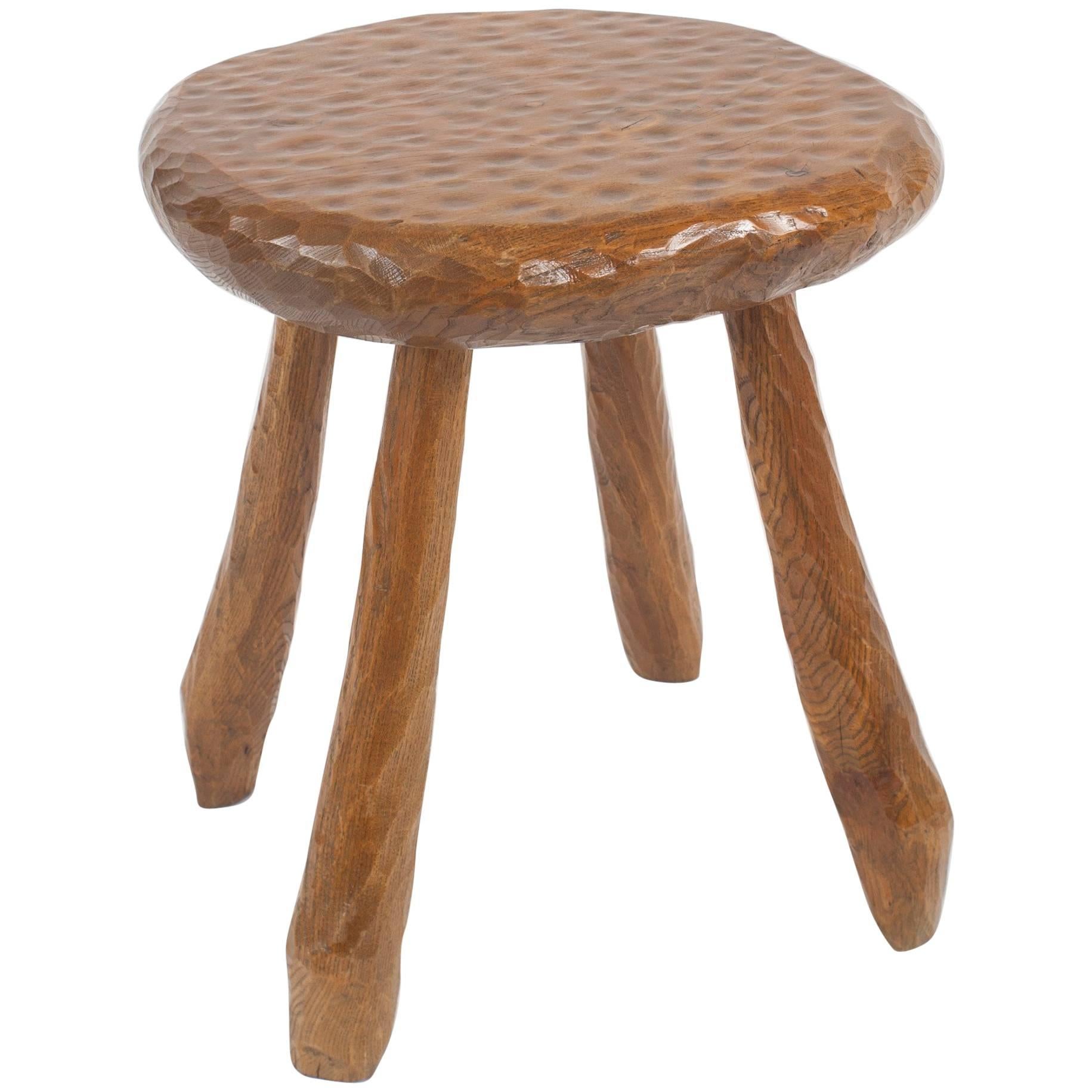 French Rustic Adirondack Style Chipped Pine Stool