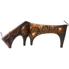 Vintage Striking Brutalist Bull Sculpture in Faux Copper Finish by Willem Degroot