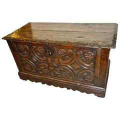 Late 17th-Early 18th Century Carved Spanish Baroque Chest, Pine