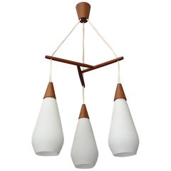 Sculptural Scandinavian Teak White Glass Midcentury Lamp Luxus Uno Kristiansson