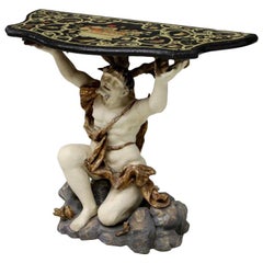 18th Century Italian Figural Console with Scagliola Top