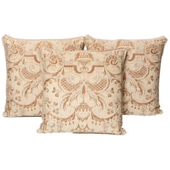 Set of Three Fortuny Fabric Cushions in the Mazzarino Pattern