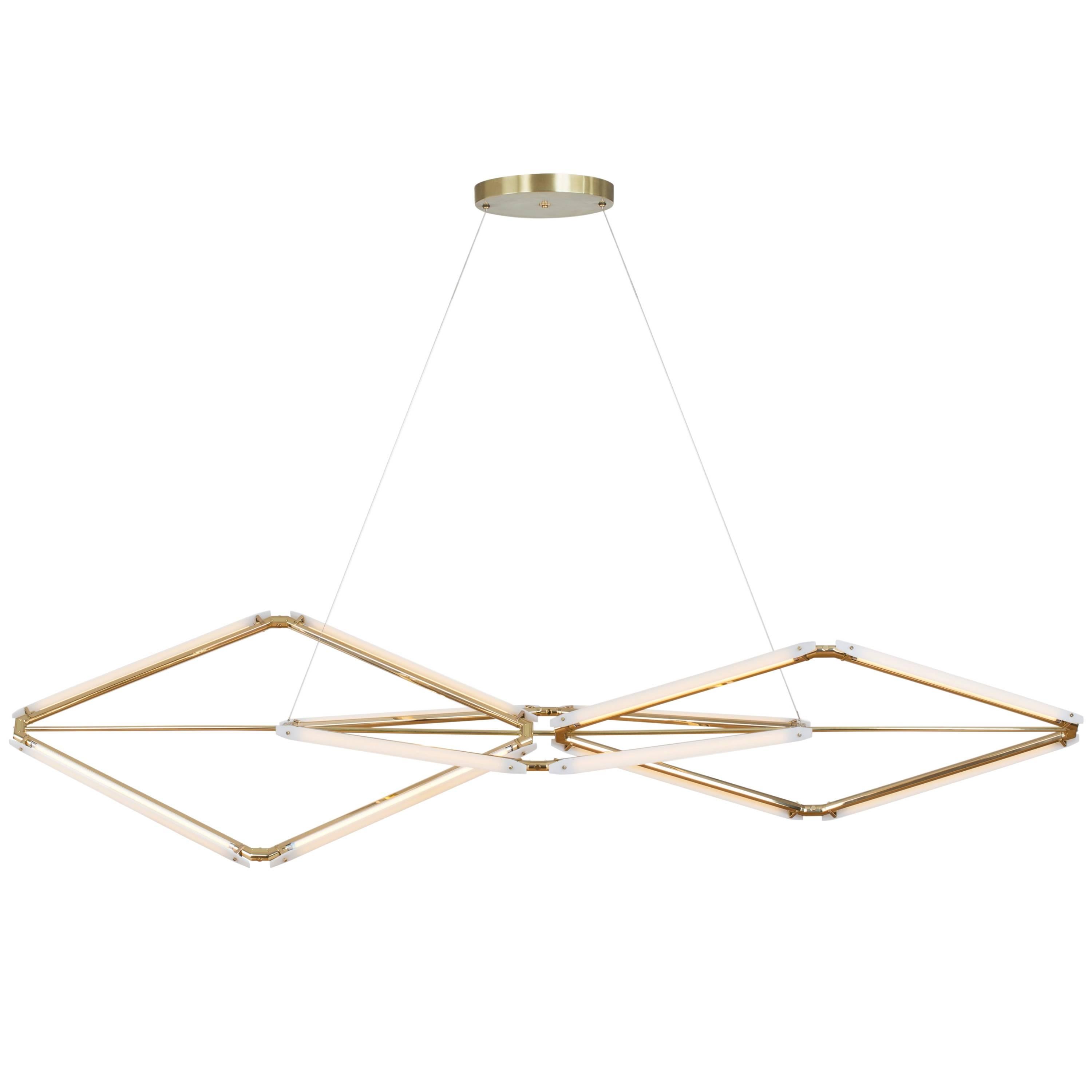 Bec Brittain Zelda Links Medium, Brass LED Chandelier with Glass Diffusers For Sale