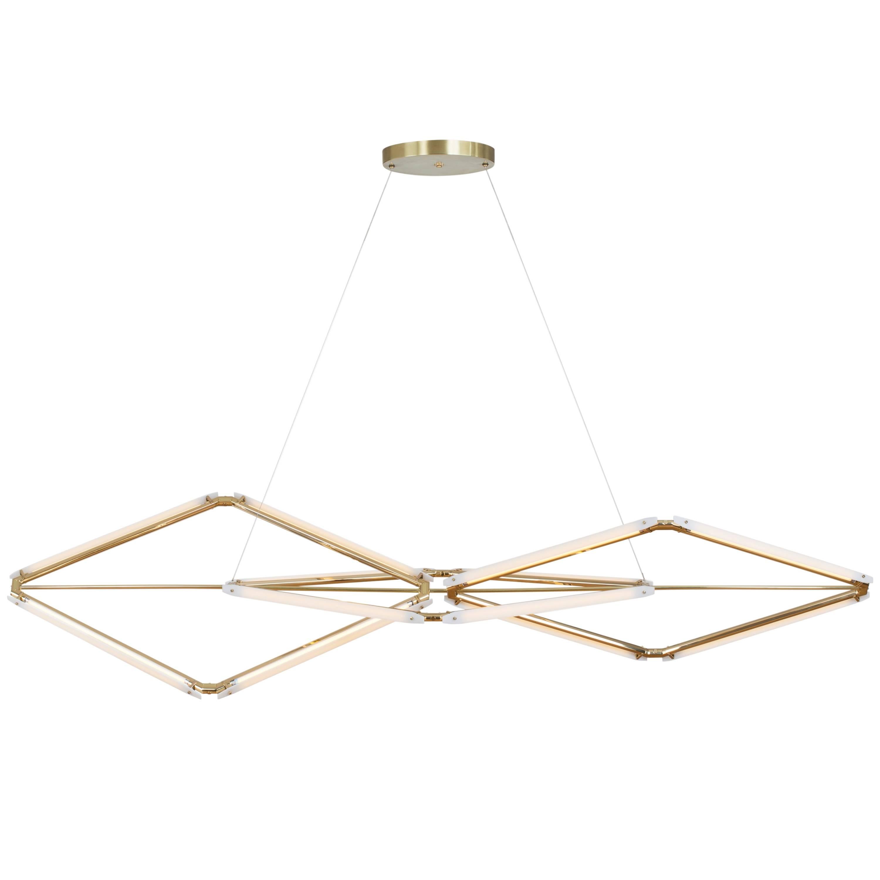 Lustre LED Bec Brittain Zelda Links Medium, laiton avec diffuseurs en verre en vente