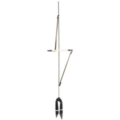 Bec Brittain Helix Long Hanging Brass LED Lamp with Marble Counterweight