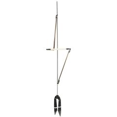 Bec Brittain Helix Hanging Long Brass LED Lamp with Marble Counterweight