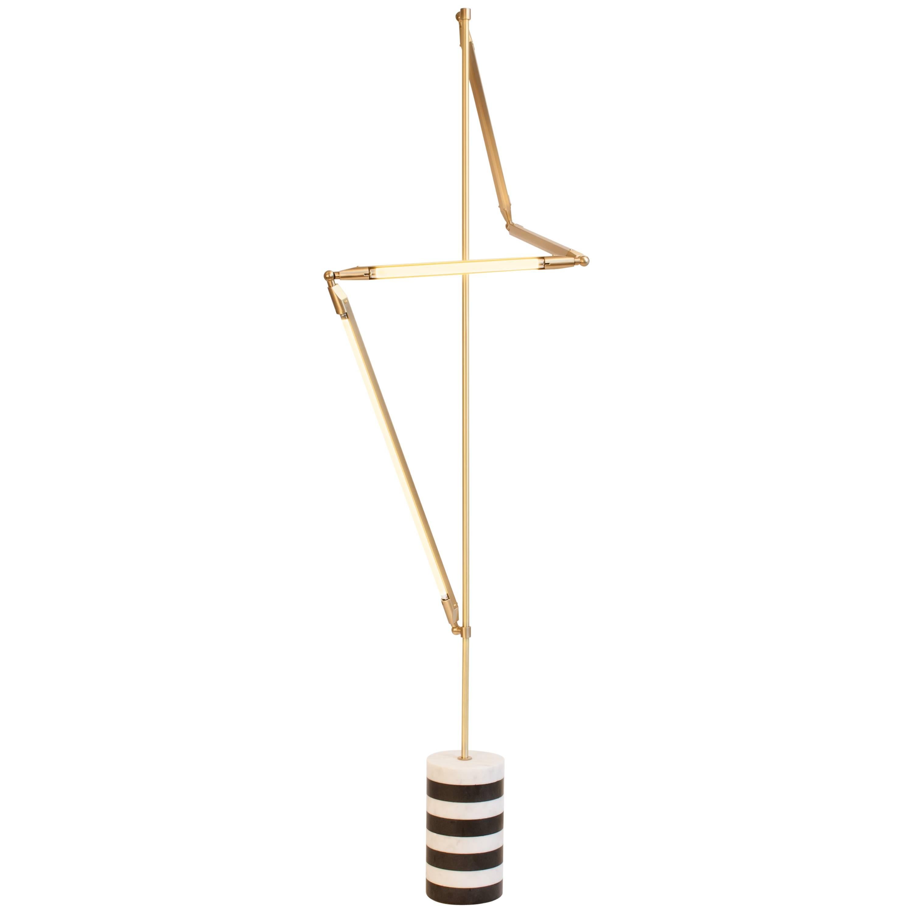 Bec Brittain Helix Floor, Brass LED Floor Lamp with Marble Base For Sale