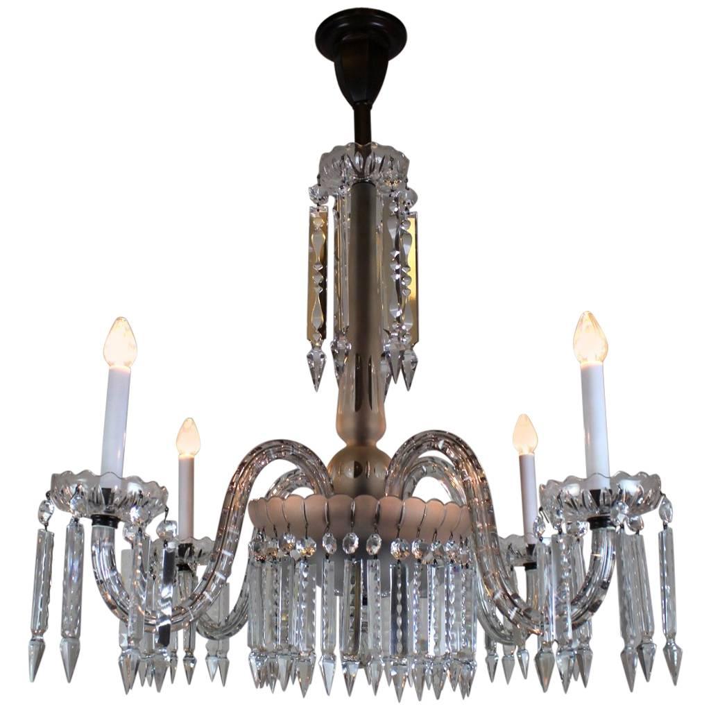 Victorian Four-Arm Crystal Chandelier For Sale