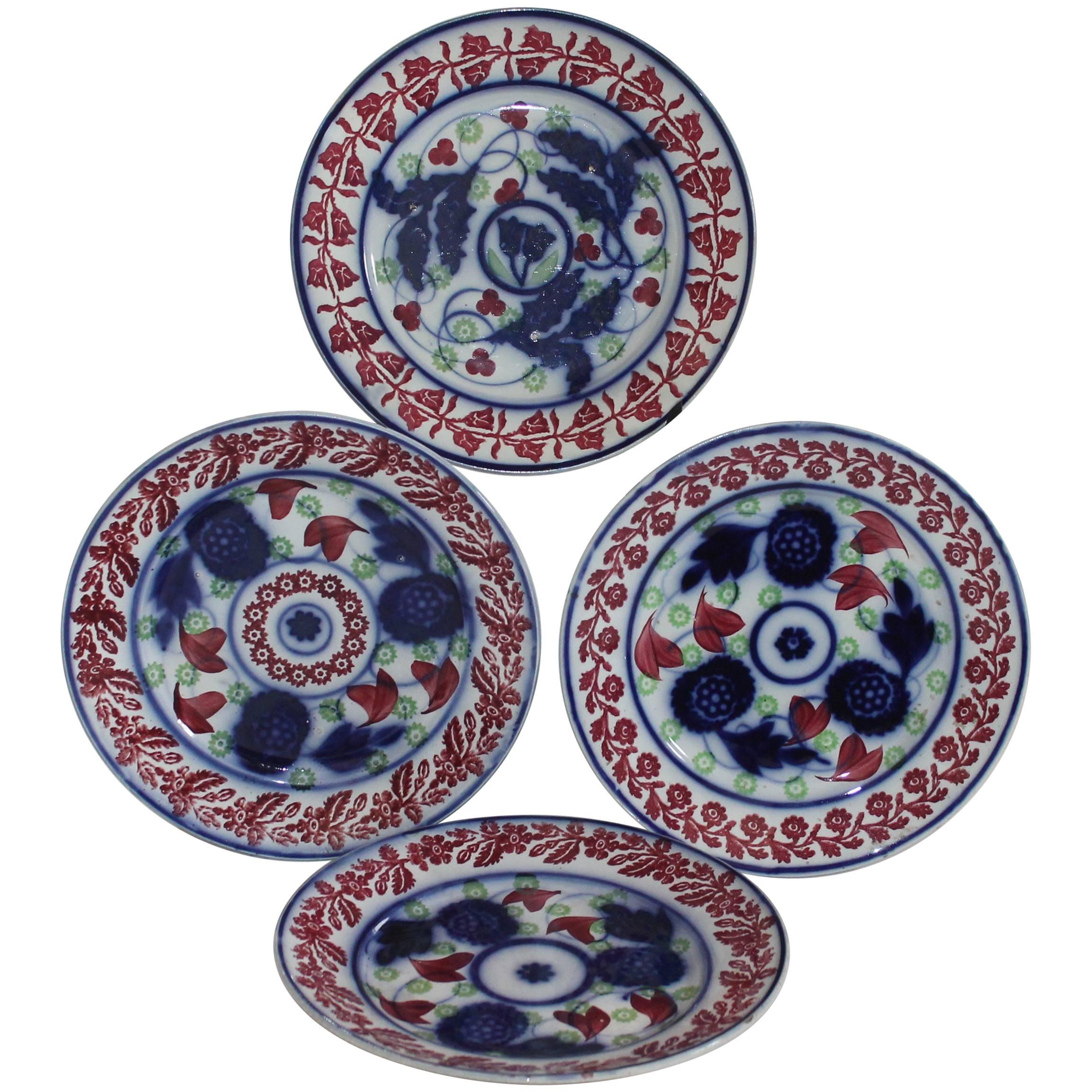Set of Four 19th Century Cut Sponge Plates For Sale