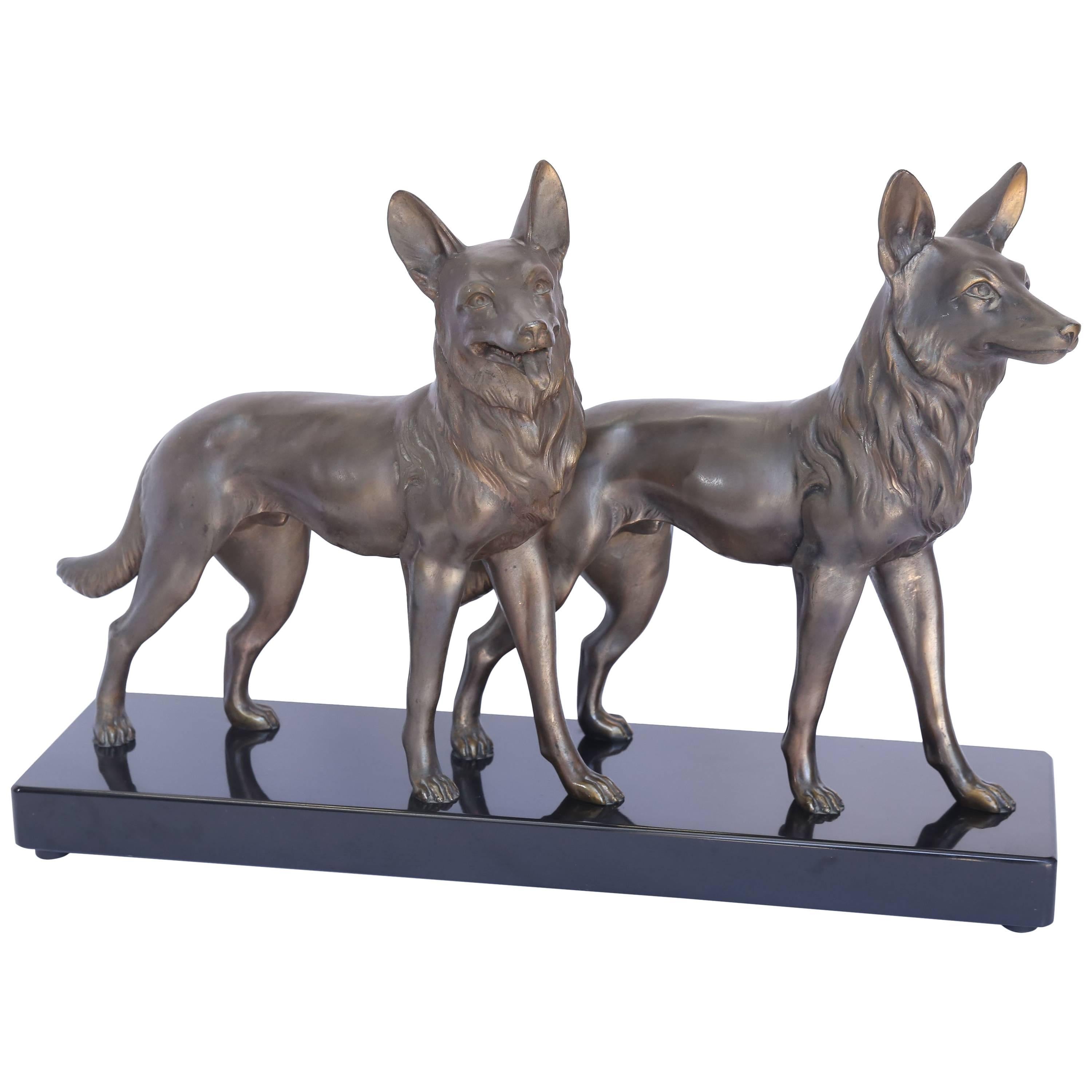 Bronze Dogs on Marble
