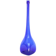 Vintage Blue Glass Vase or Bottle from Spain