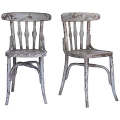 Vintage Pair of Painted Bistro Chairs