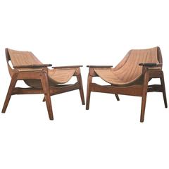 Mid-Century Jerry Johnson Walnut Sling Chairs 11