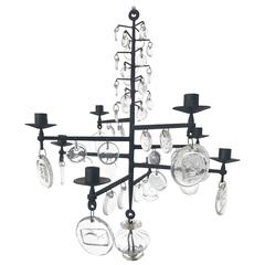 Erik Hoglund Kosta Boda Crystal, 1960s Swedish Chandelier Candelabra