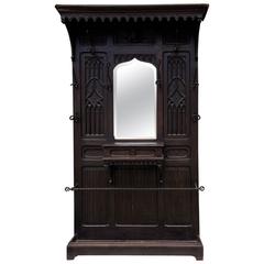 Antique Gothic Carved Walnut Hall Tree 12