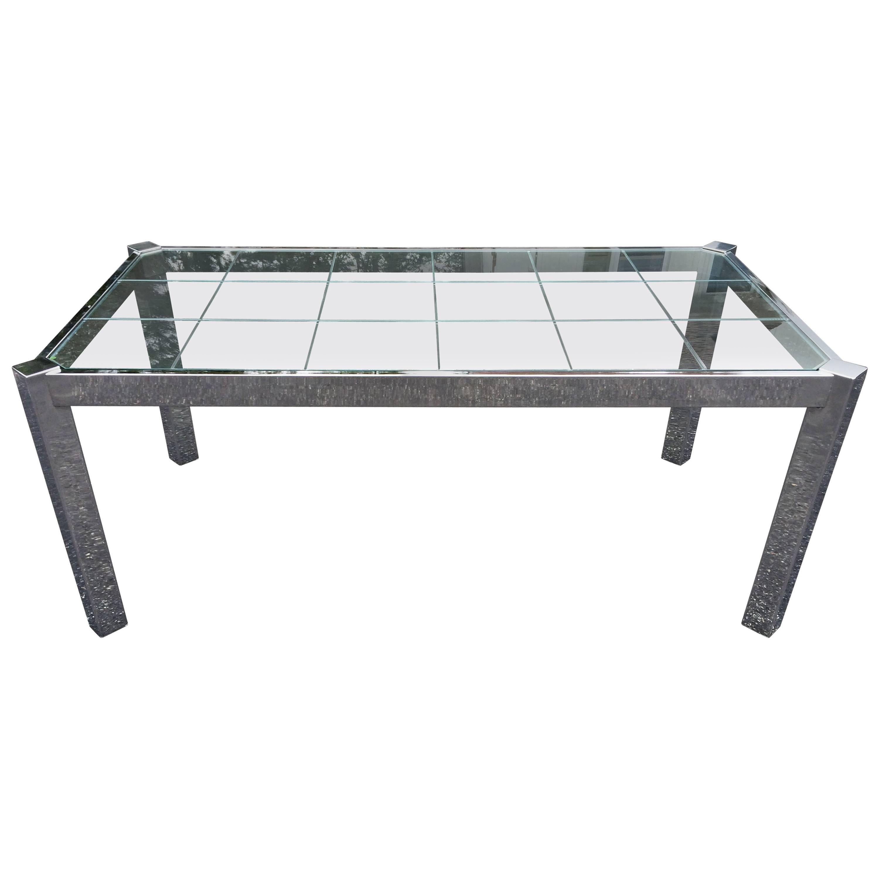 Design Institute of America Chrome and Glass Dining Table