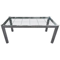 Design Institute of America Chrome and Glass Dining Table 10