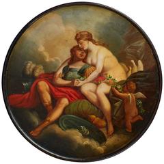 Antique German Early 19th Century Lacquer Snuff Box by Stobwasser 'Mars and Venus'