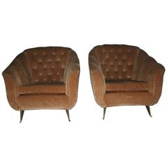 Particular Pair of Mid-Century Italian Armchairs