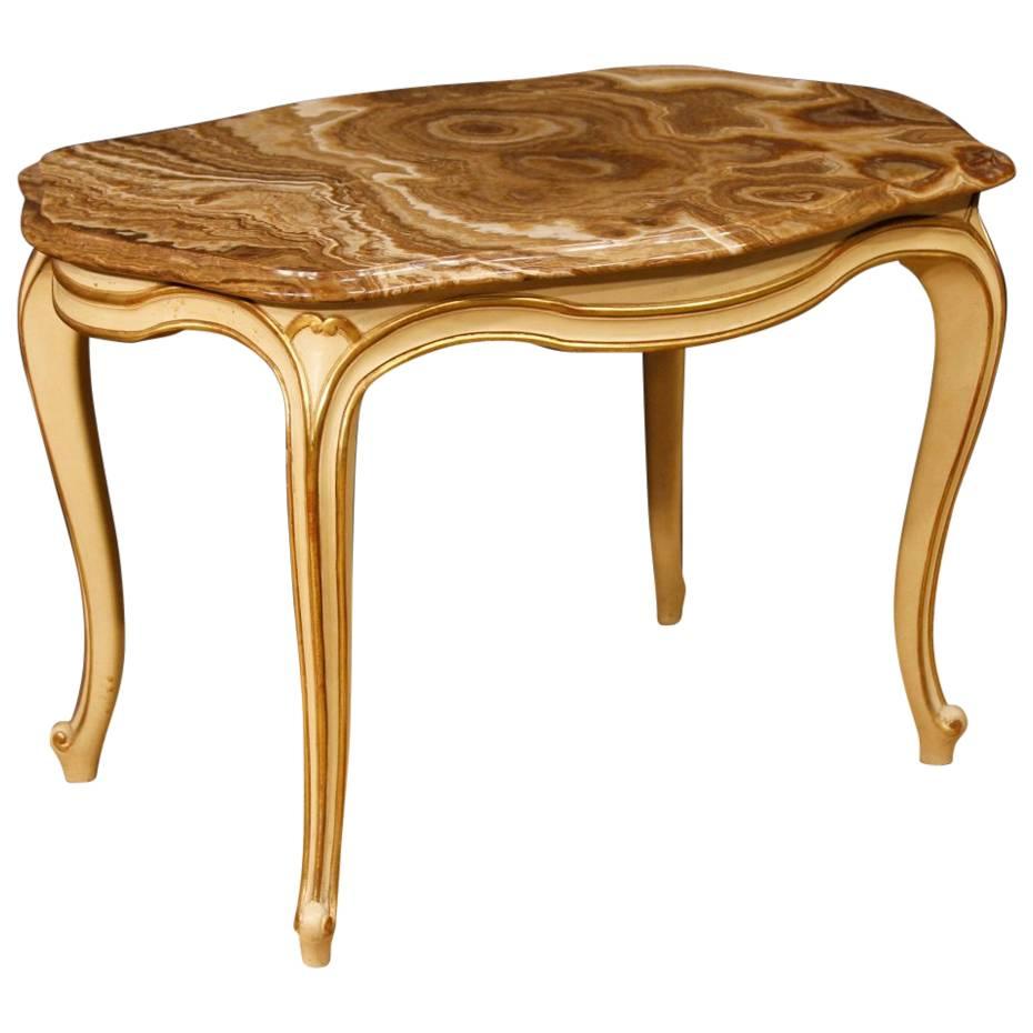 20th Century Italian Lacquered and Gilt Coffee Table with Marble Top