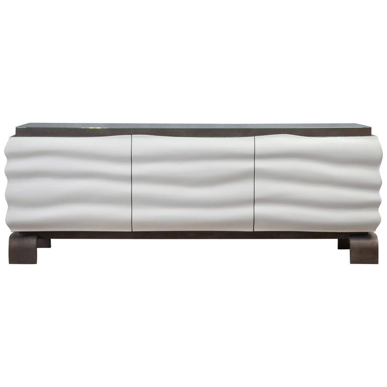 White High Gloss Lacquered Sideboard Or Credenza With Mitred Low White High Gloss Lacquered Sideboard Or Credenza With Mitred Low Iron Gl For
