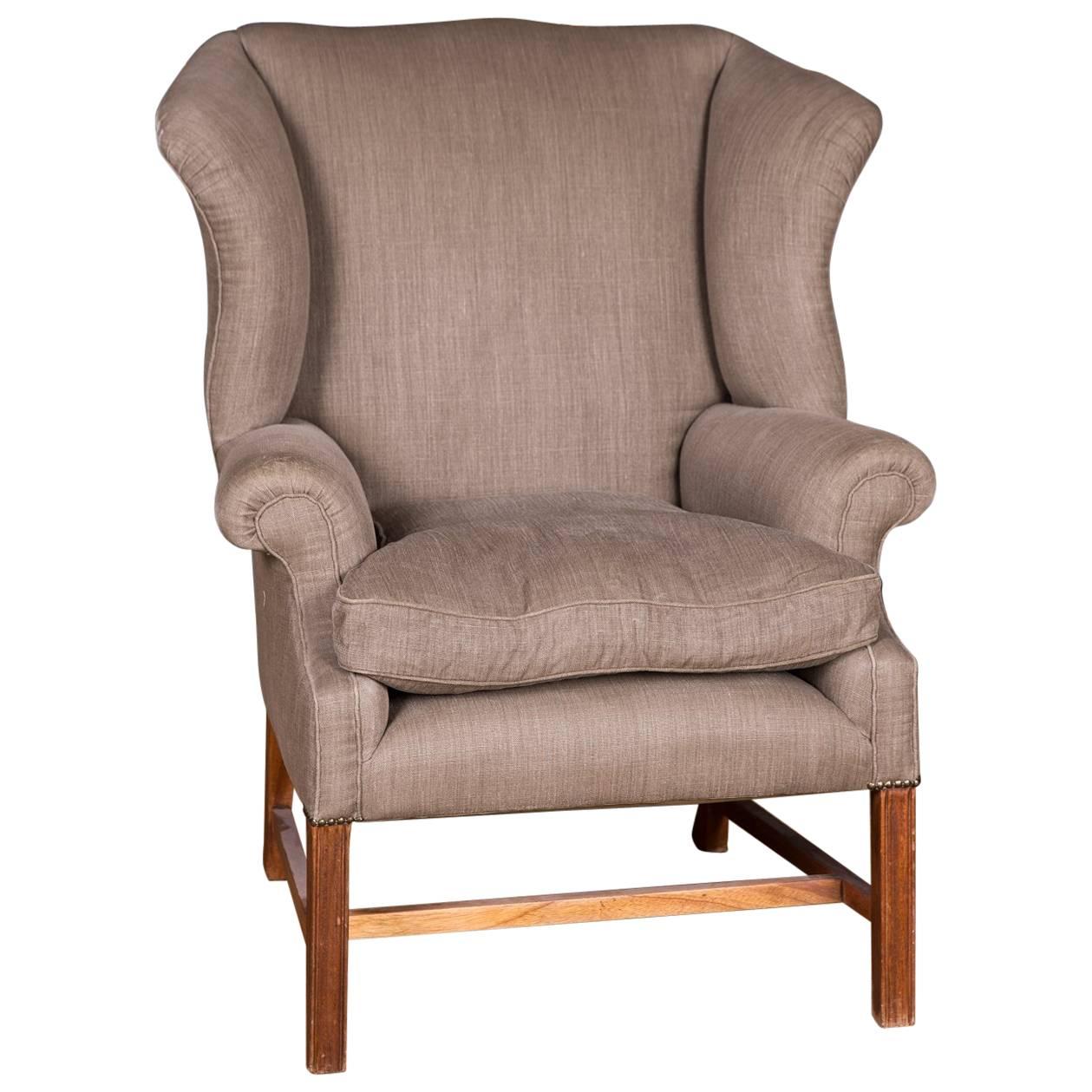 Original English Chesterfield Armchair with High Quality Linen Fabric