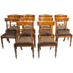 Vintage Set of Ten English Mahogany Regency Style Bar Back Dining Chairs